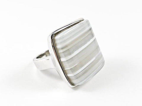 Modern Center Moon Stone Design Single Stone Style Brass Ring