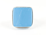 Modern Center Turquoise Stone Design Single Stone Style Brass Ring