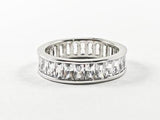 Elegant High Quality Baguette CZ Setting Eternity Band Brass Ring.