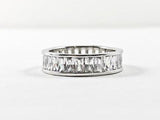 Elegant High Quality Baguette CZ Setting Eternity Band Brass Ring.