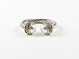 Modern Cable Wire Design Duo Pearl Ends Stones Brass Ring