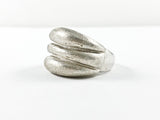Modern Geometric Layered Design Brush Matte Material Steel Rings