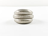 Modern Geometric Layered Design Brush Matte Material Steel Rings