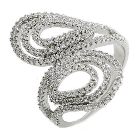 Unique Swirl Twist Design CZ Brass Ring