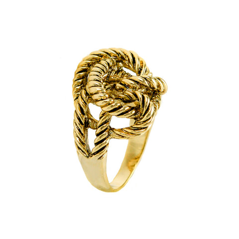 Unique Textured Layered Knot Design Gold Tone Brass Ring