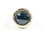 Beautiful Round Center Black Color CZ Brush Finish Design Gold Tone Brass Ring