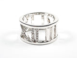 Elegant Open Roman Numeral Design Brass Band Ring
