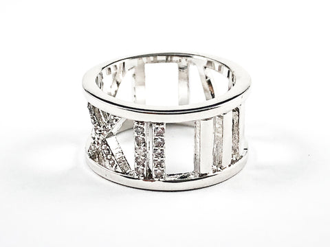 Elegant Open Roman Numeral Design Brass Band Ring