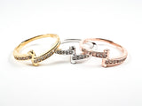 Elegant 3 Piece Set Tri Color Tone Criss Cross CZ Design Brass Ring