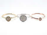 Elegant Set Of 3 Piece Micro Pave Round Disc Dainty Tri Color Tone Brass Rings