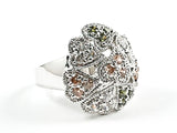 Beautiful Elegant Multi Heart Collage Design Multi Color CZ Brass Ring