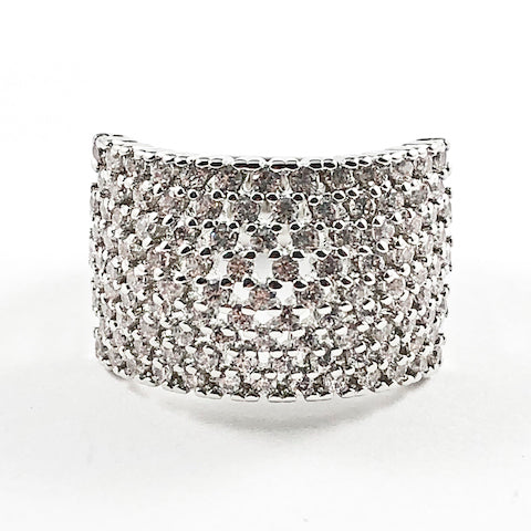 Beautiful Elegant Multi Row Thick Micro CZ Setting Brass Ring