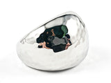 Nice Hammered Style Texture Shiny Metallic Semi Done Shape Brass Ring