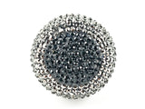 Fancy Large Dome Shape Form Micro Mix Dark Color Crystals Setting Fashion Ring