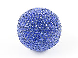 Fancy Large Dome Shape Form Micro Blue Color Crystals Setting Gold Tone Fashion Ring