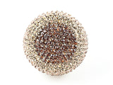 Fancy Large Dome Shape Form Micro Mix Brown Color Crystals Setting Gold Tone Fashion Ring