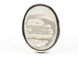 Beautiful Oval Shape Large Single Mother Of Pearl Stone Brass Ring