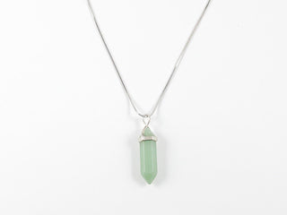 Pendulum Crystal Shaped Jade Brass Necklace
