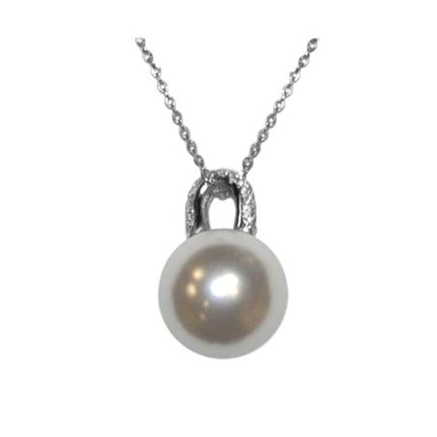 Classic Unique Pearl With Handle Bar CZ Brass Necklace