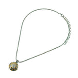 Modern Round Shape With CZ Two Tone Design Brass Necklace