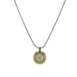 Modern Round Shape With CZ Two Tone Design Brass Necklace