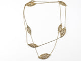 Unique Vintage Filigree Design Yellow Gold Plated Long Brass Necklace