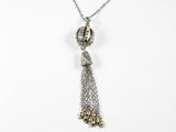 Unique Modern 2 Tone Ball Tassel Brass Necklace