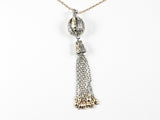 Unique Modern 2 Tone Ball Tassel Yellow Gold Tone Chain Brass Necklace