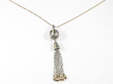 Unique Modern 2 Tone Ball Tassel Yellow Gold Tone Chain Brass Necklace