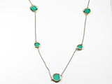 Classic Elegant Round Turquoise Color Enamel Brass Necklace