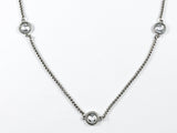 Modern Bezel Style CZ Post Design With Popcorn Chain Long Brass Necklace