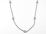 Modern Bezel Style CZ Post Design With Popcorn Chain Long Brass Necklace