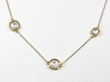 Elegant Fine CZ Style Post Design Gold Tone Brass Necklace