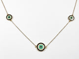 Modern Unique Mix Evil Eye Bullseye Design Brass Necklace