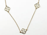 Modern Multiple White Enamel Floral Post Design Gold Tone Brass Necklace