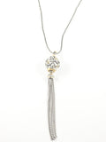 Elegant Two Tone Design Round Ball With Tassel Brass Necklace