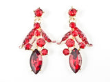 Fancy Elegant Red Crystal Wide Floral Pattern Necklace Earring Fashion Set