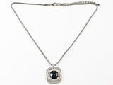 Modern Layered Square Shape With Center Black CZ & Two Tone Design Brass Necklace