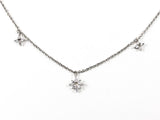 Cute Dainty Delicate Star CZ Design Multi Charm Brass Necklace