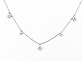 Cute Dainty Delicate Star CZ Design Multi Charm Brass Necklace