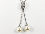 Fun Long Lariat Style Pearl Ends Fashion Necklace