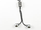Fun Long Lariat Style Pearl Ends Black Rhodium Tone Fashion Necklace