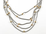 Modern Multi Strand Cable Wire Texture Style With Multiple Gold Ball Charms Brass Necklace