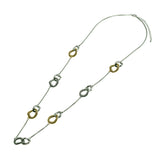 Modern Textured Round Two Tone Link Design Long Brass Necklace