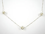 Unique Dainty Long Bundle Pearls Charm Post Gold Tone Brass Necklace