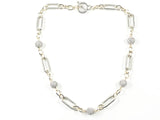 Beautiful Round Link With CZ Ball Charms pattern 2 Tone Long Brass Necklace