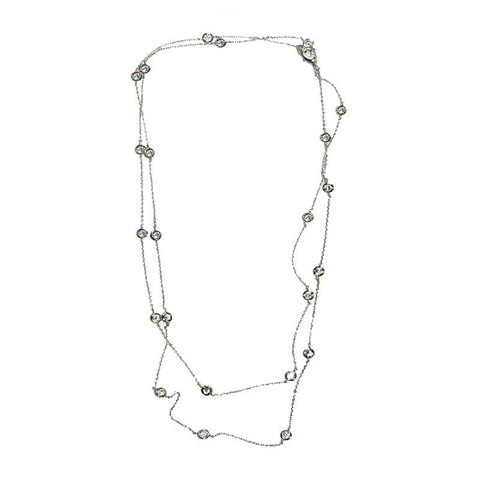 Elegant Long Diamond By The Yard CZ Brass Necklace