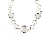 Beautiful Large Round Link With Antique Coin Design Two Tone Style Necklace