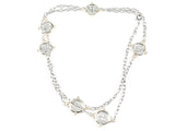 Unique Vintage Silver Tone Coin Post Charms Long Two Tone Style Brass Necklace
