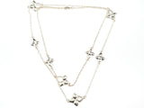 Beautiful Diamond Shape Shiny Metallic & Mother Of Pearl Design Charm Post Long Gold Tone Brass Necklace